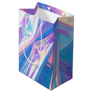 Iridescent Rainbow Metallic Pastel Pink, Aqua Mittlere Geschenktüte