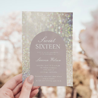 Iridescent Rose Gold Glitzer 16 . Geburtstag Einladung