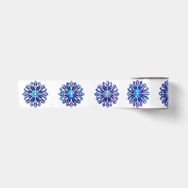 "Iridescent" Schneeflocken Weihnachten Hanukkah Satinband (Vorderseite)