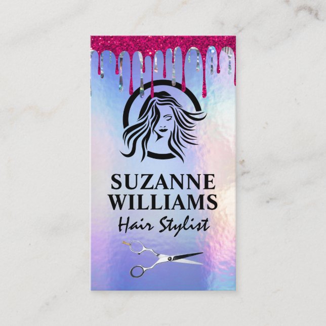 Iridescent Shimmer | GLITZER TROPFEN | Salonschere Terminkarte (Vorderseite)