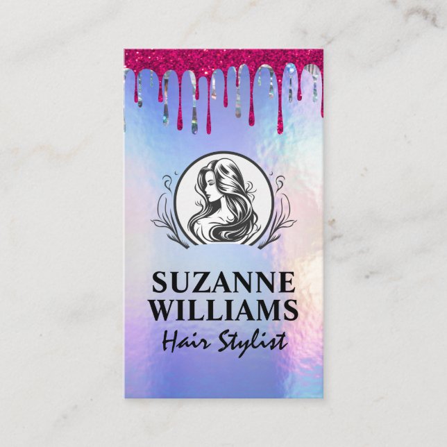 Iridescent Shimmer | Schönheitssalon-Logo Terminkarte (Vorderseite)