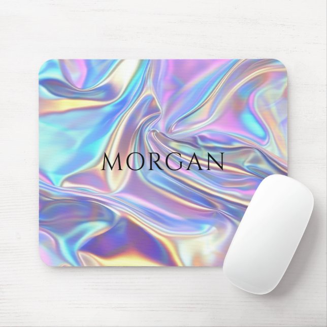 Iridescent Shiny Metallic Fabric, Name Mousepad (Mit Mouse)