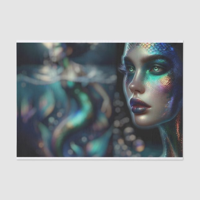 Iridescent Siren Mermaid Dekoupage Seidenpapier (Vorderseite)
