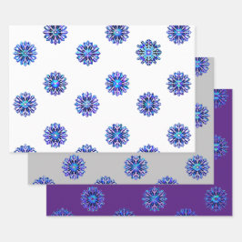 Iridescent Snowflakes Weihnachten Hanukkah Geschen Geschenkpapier Set