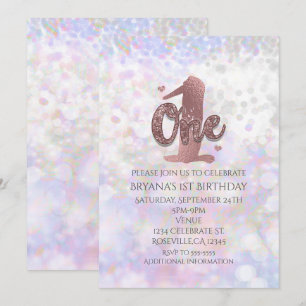 Iridescent Sparkle One 1. Geburtstagseinladungen Einladung