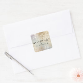 Iridescent Textured Modern Script Makeust Künstler Quadratischer Aufkleber