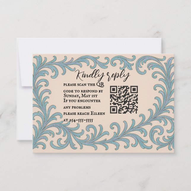 Iridescent Vow QR Code Hochzeit RSVP-Karte RSVP Karte (Vorderseite)