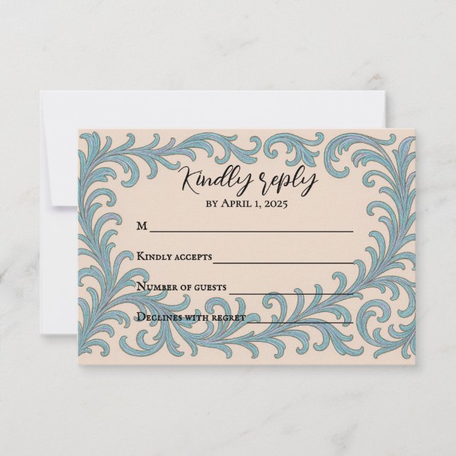 Iridescent Vow Wedding RSVP Card Karte (Vorderseite)