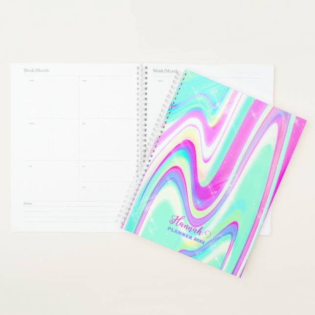 Iridescente Holographique Liquide Swirl (Devant avec enveloppe)