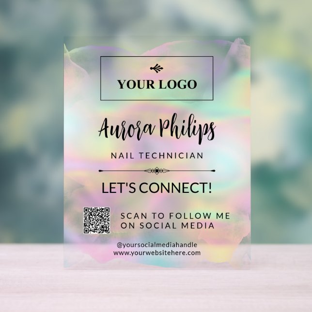 Iridescente Splash Your Logo & QR Social Media (Neutre)