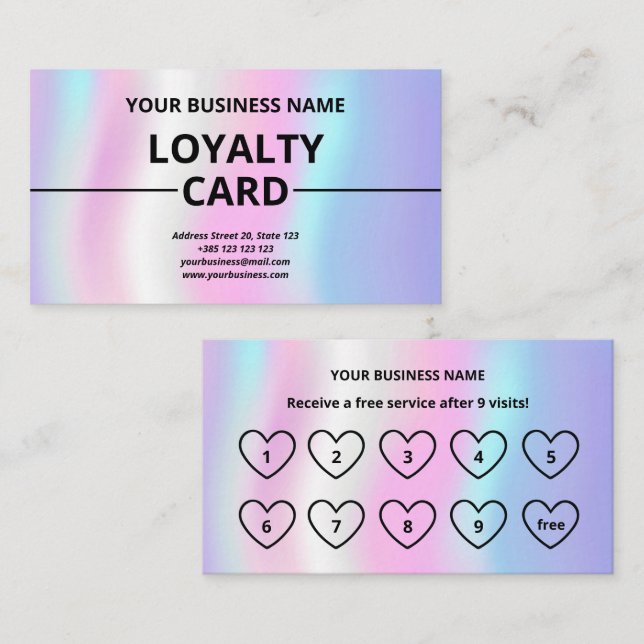 Iridescente Texture Moderne Cute Carte de fidélité (Devant / Derrière)