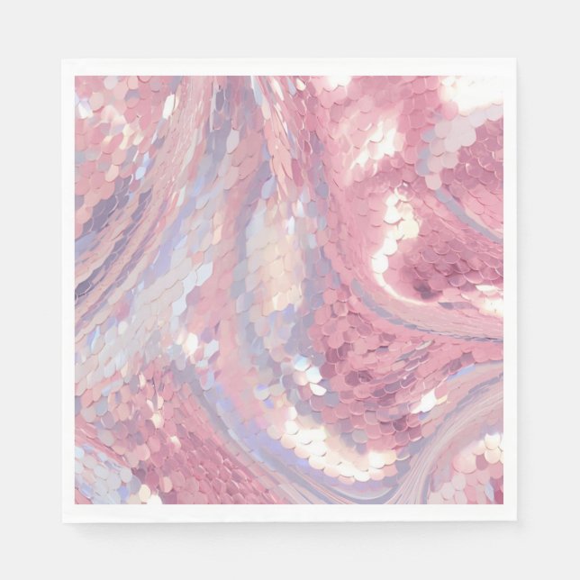 Iridesecent Pink and Purple Sequin Serviette (Vorderseite)