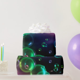 Irideszierende Blase auf schwarz Geschenkpapier