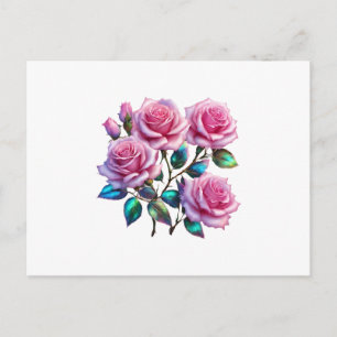 Irideszierende holografische Rose auf Stems Postkarte