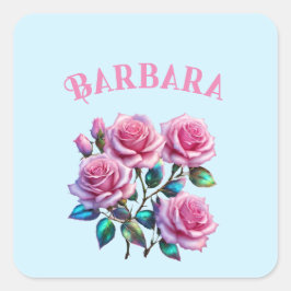 Irideszierende holografische Rose auf Stems Quadratischer Aufkleber