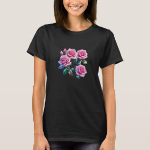 Irideszierende holografische Rose auf Stems T-Shirt