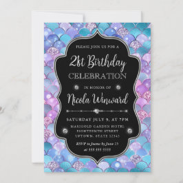 Irideszierende Silver Mermaid-Skalen gestalten Geb Einladung