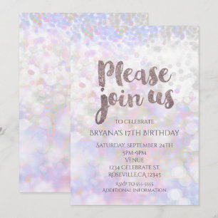 Iridisierende weiße Glitzernde Glamour Party Einla Einladung