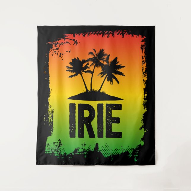 IRIE Jamaican Rastafarian Gruß Sunset Print Wandteppich (Vorderseite)