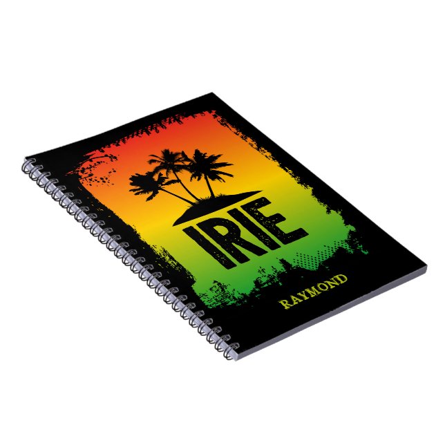 IRIE Tropische Palmen und Sunset Rasta Flag Farben Notizblock (Rechte Seite)