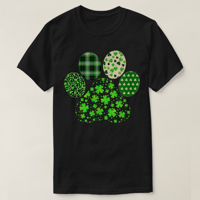 Iriish Niedlich Dog Paw Clovers St Patrick's Day L T-Shirt (Design vorne)