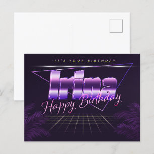 Irina Name Vorname lila Postkarte Geburtstag