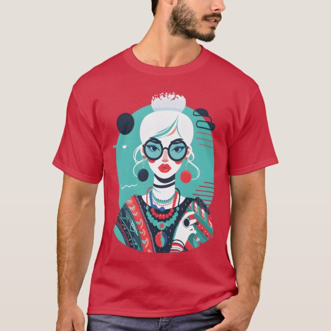 Iris Apfel mit Schmuck Iconische Accessoires retro T-Shirt (Vorderseite)