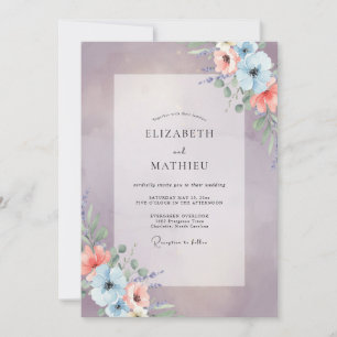 Iris-Apricot-gemalte Hochzeit Einladung