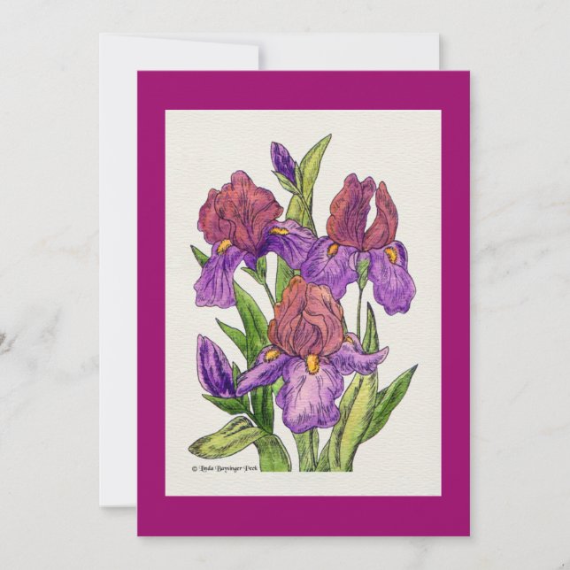 Iris-Aquarell Einladung (Vorderseite)