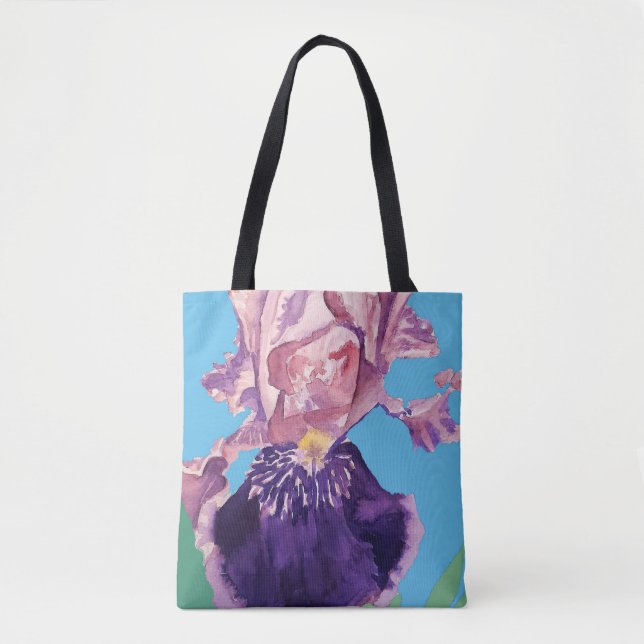 Iris Aquarelle Fleur violet Sac fourre-tout Floral (Devant)