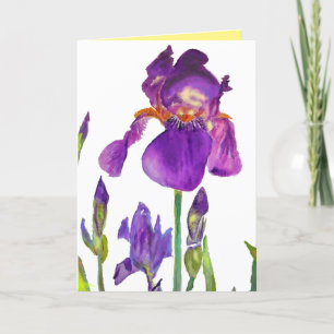 Iris-Aquarellmalerei Lila Blume Florale Kunst Karte