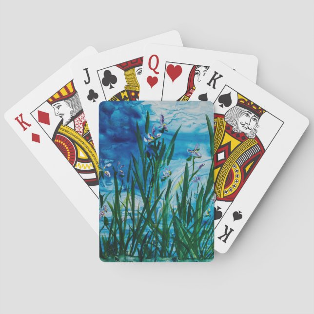 Iris auf den Wasser-Rand-Spielkarten Spielkarten (Rückseite)
