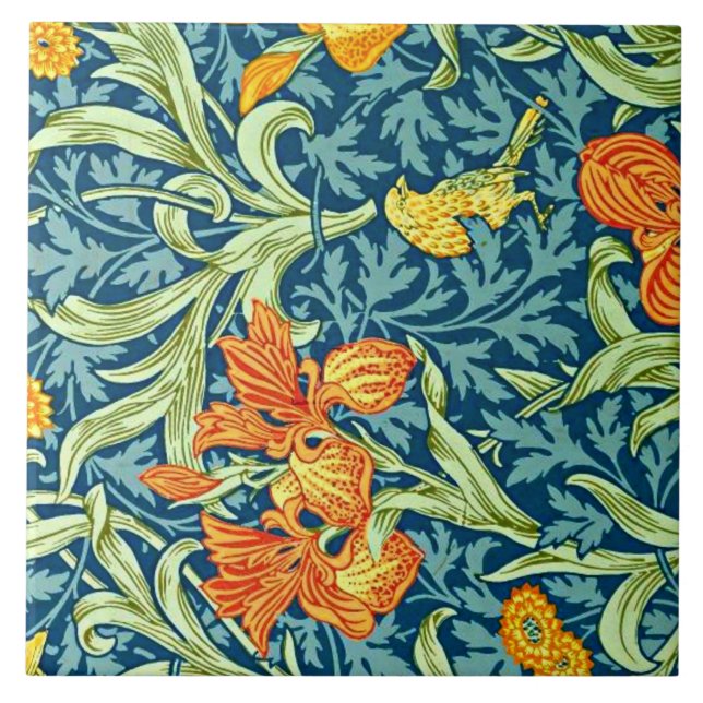 Iris, beliebtes Design von William Morris, Fliese (Vorderseite)