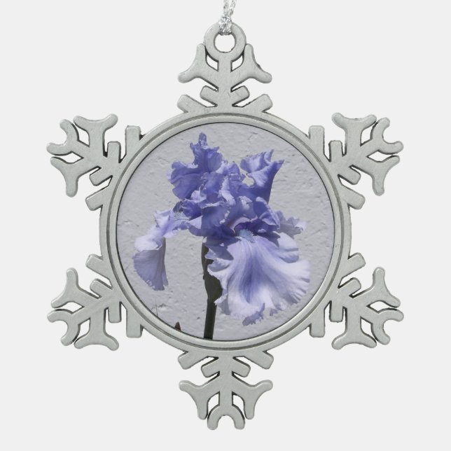 Iris Bloom Schneeflocken Zinn-Ornament (Vorderseite)