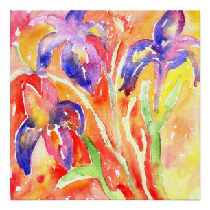 Iris Blume Aquarellmalerei Poster