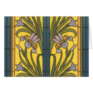 Iris Blume Art Nouveau Glass Blue Gold
