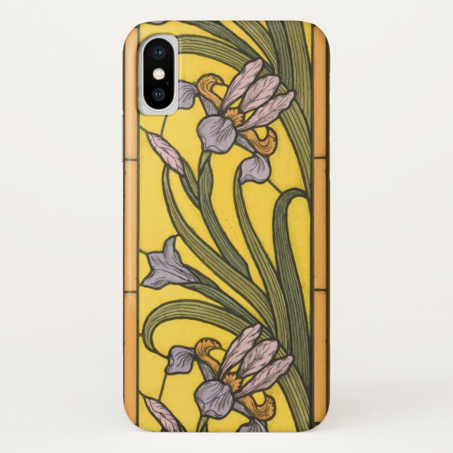 Iris Blume Art Nouveau Glass Blue Gold Case-Mate iPhone Hülle (Rückseite)