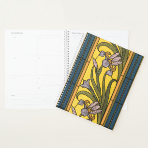 Iris Blume Art Nouveau Glass Blue Gold Planer