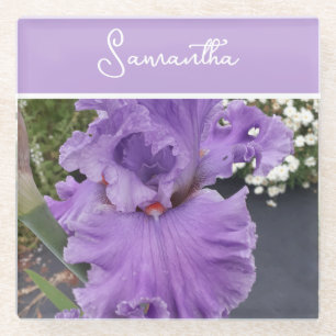 Iris Blume Blume Lila Lavendel Frauen Name Glasuntersetzer