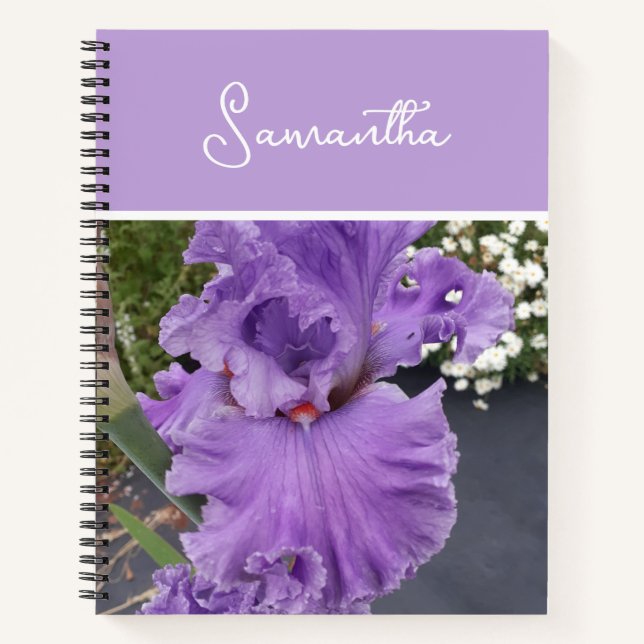 Iris Blume Blume Lila Lavender Lilac Schürze Notizbuch (Vorderseite)