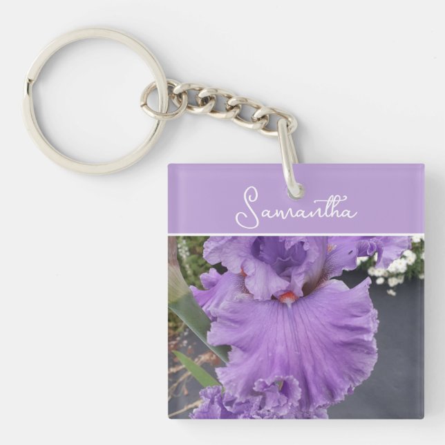 Iris Blume Blume Lila Lavender Lilac Schürze Schlüsselanhänger (Vorderseite)