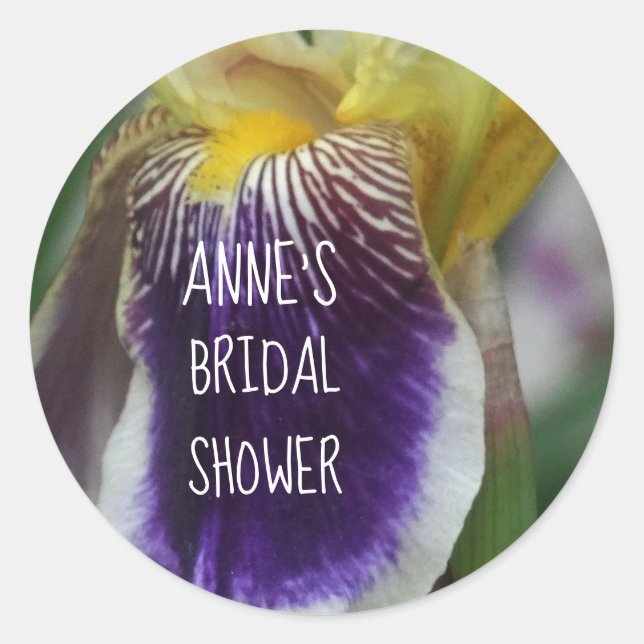 Iris Blume Brautparty Klassischer Rundaufkleber Runder Aufkleber (Vorderseite)