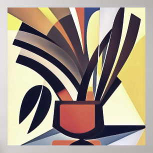 Iris-Blume in einer vase Abstrakte geometrische Ku Poster