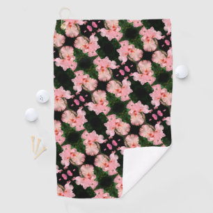 Iris-Blume in pfirsichfarbenem Abstraktem Muster Golfhandtuch
