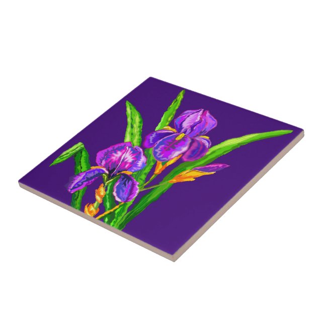 Iris Blume Lila Tile - Farbe auswählen Fliese (Seite)