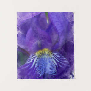 Iris Blume Lila Watercolor Wandteppich