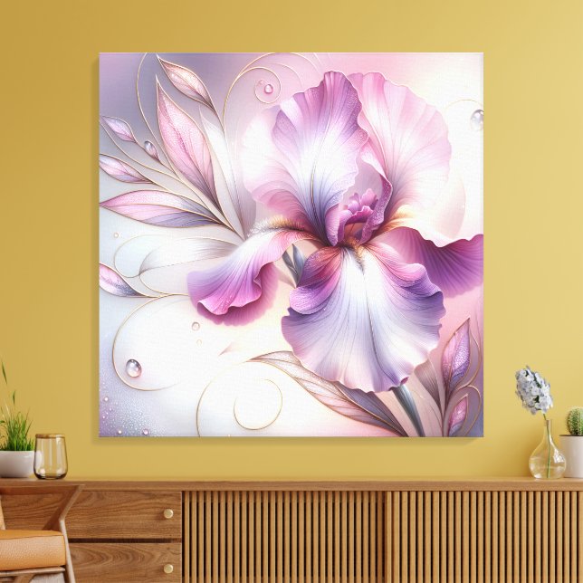 Iris-Blume mit Goldschmiedearbeiten Leinwanddruck (Insitu (Wohnzimmer))
