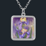 Iris Blume Necklace Iris - Malerei Versilberte Kette<br><div class="desc">Schöne Iris-Blume MIGNETEN Malen</div>