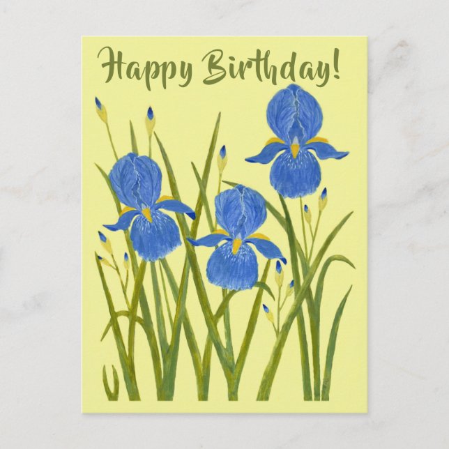 Iris Blumen Geburtstagspostkarte Postkarte (Vorderseite)