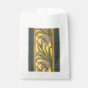 Iris-Blumen im Jugendstil Bleiglasfenster Blau Gol Geschenktütchen